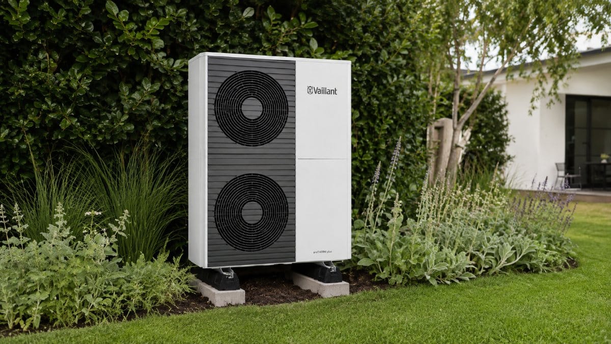 Wärmepumpe im Garten